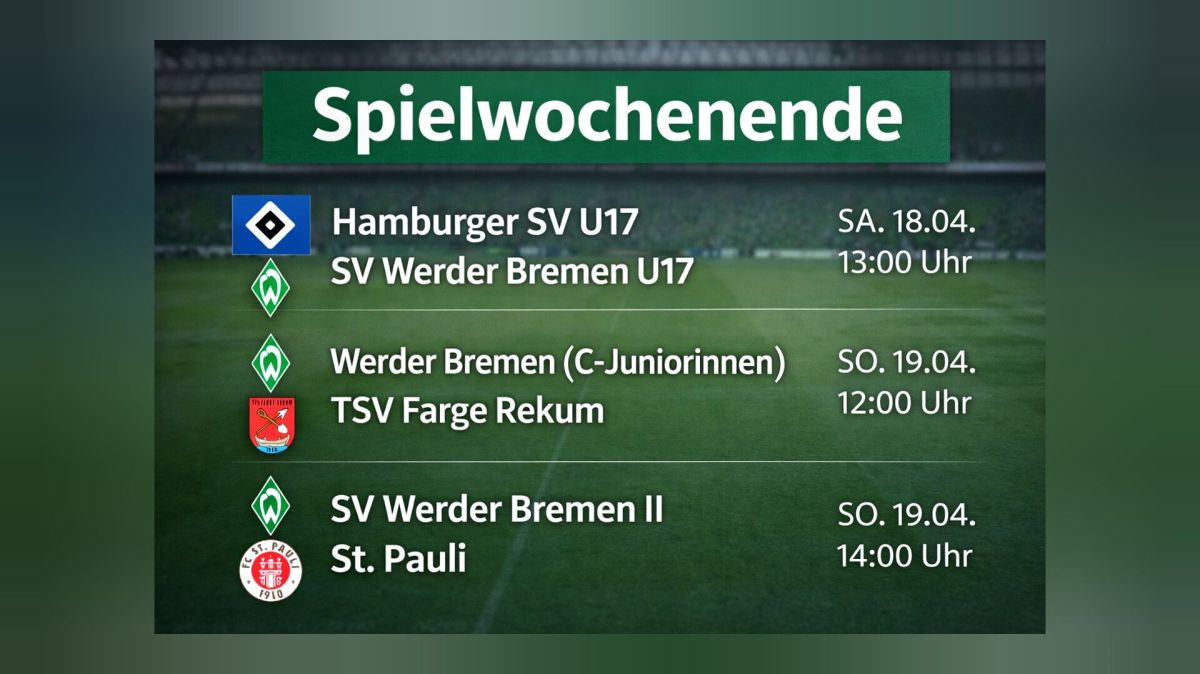 Spiele am Wochenende: U17 gegen Hamburger SV und&nbsp;mehr