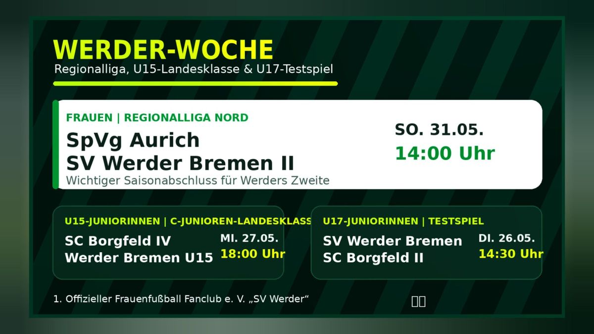 Werder-Woche mit wichtigem Abschluss für die&nbsp;Zweite