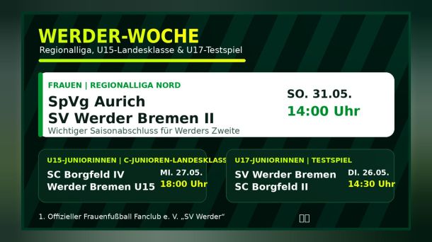 Werder-Woche mit wichtigem Abschluss für die&nbsp;Zweite
